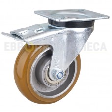 Polyurethane wheel in swivel medium duty bracket with pad and brake 5232125 BM