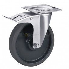 Thermoplastic rubber wheel in swivel bracket with pad and brake 6331160 BК