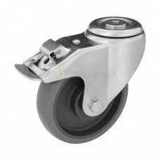 Thermoplastic rubber wheel in swivel bracket with bolt hole and brake 6391160 BК