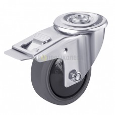 Thermoplastic rubber wheel in swivel bracket with bolt hole and brake 6391080 BК