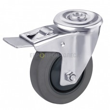 Thermoplastic rubber wheel in swivel bracket with bolt hole and brake 6391100 BК