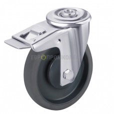 Thermoplastic rubber wheel in swivel bracket with bolt hole and brake 6391125 BК